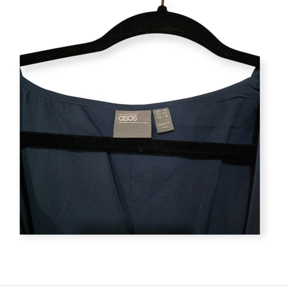 ASOS Blue Floral Embroidered Wrap Style Midi Dress US 12 - Picture 5 of 6